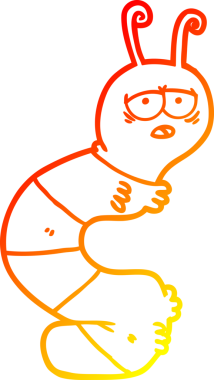 Bir insan tarafından çizilmiş yorgun bir tırtılın sıcak çizgi çizimi