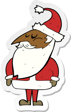 Bir insan tarafından çizilmiş Noel Baba çizgi filminin çıkartması.