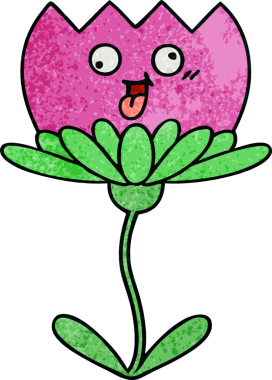 Bir insan tarafından çizilmiş bir çiçeğin retro grunge desen karikatürü