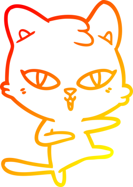 Bir insan tarafından çizilmiş çizgi film kedisinin sıcak çizgi çizimi