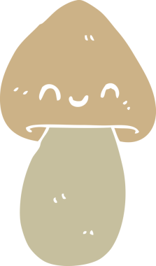 Bir insan tarafından çizilmiş düz renkli çizgi film mantarı