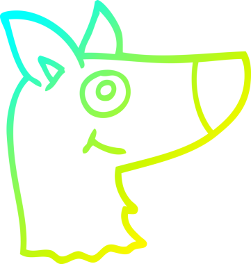 Bir insan tarafından çizilmiş mutlu bir köpeğin soğuk çizgi çizimi.