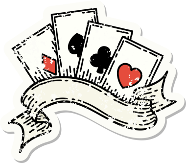 Geleneksel kart stili ve bir insanın çizdiği pankart dövmesi