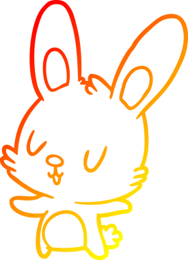Bir insan tarafından çizilmiş sevimli bir tavşanın sıcak eğim çizgisi.
