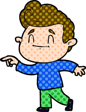 Bir insan tarafından çizilmiş mutlu çizgi film adamı.