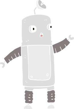 Bir insan tarafından çizilmiş robotun düz renk çizimi