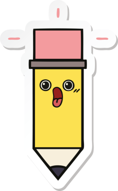 Bir insan tarafından çizilmiş şirin bir karikatür kalemi çıkartması.