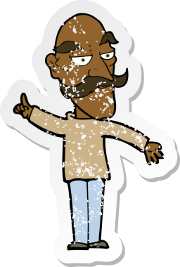 Bir insan tarafından çizilmiş yaşlı bir adamın karikatür çıkartması.