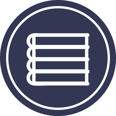 Bir insan tarafından çizilmiş bir yığın kitap dairesel simgesi