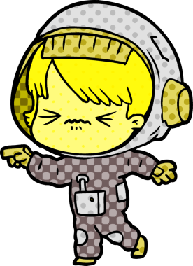 Bir insan tarafından çizilmiş kızgın uzay kızı.