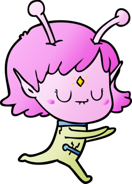 Bir insan tarafından çizilmiş uzaylı kız.