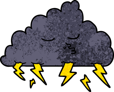 bir insan tarafından çizilmiş fırtına bulutu.