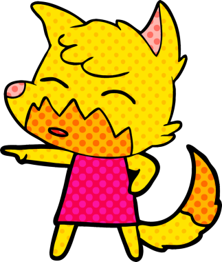 Bir insan tarafından çizilmiş tilki çizgi film karakteri