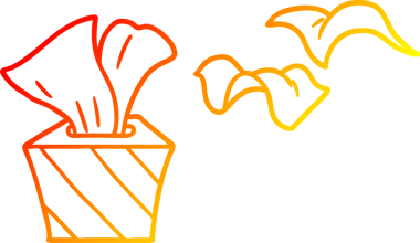 Bir insan tarafından çizilmiş bir karikatür kutusunun sıcak gradyan çizimi