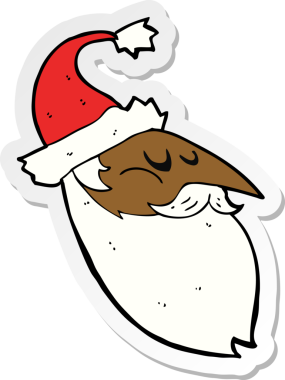 Bir insan tarafından çizilmiş bir çizgi film Noel Baba yüzü çıkartması.