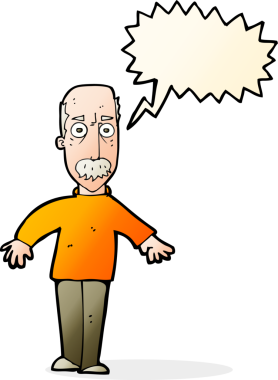 Bir insan tarafından çizilen konuşma baloncuğuyla yaşlı bir adamı sinirlendiren çizgi film.