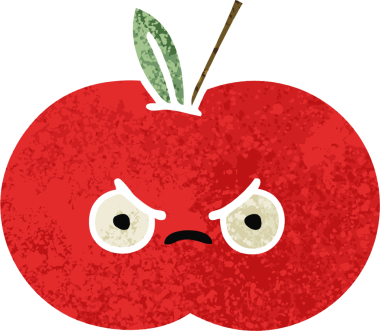 Bir insan tarafından çizilmiş kırmızı elmanın retro çizim tarzı karikatürü