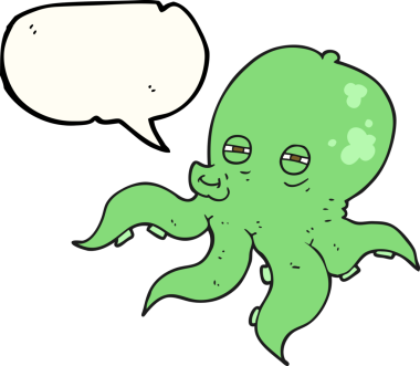 Bir insan tarafından çizilmiş serbest konuşma balonu ahtapot çizimi.