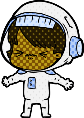 Bir insan tarafından çizilmiş kızgın uzay kızı.