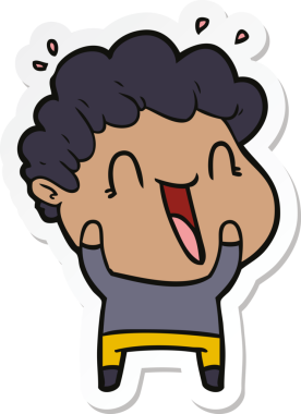 Bir insan tarafından çizilmiş mutlu bir adamın çıkartması.