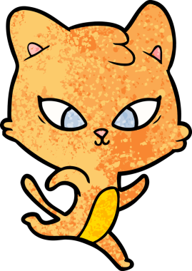 Bir insan tarafından çizilmiş sevimli çizgi film kedisi.