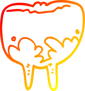 Bir insan tarafından çizilen çizgi film dişinin sıcak gradyan çizimi