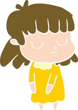 Bir insan tarafından çizilmiş düz renk çizgi film.