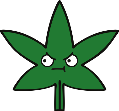 Bir insan tarafından çizilmiş marihuana yaprağı karikatürü.