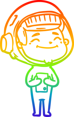 gökkuşağı gradyan çizimi mutlu bir çizgi astronot çizimi bir insan tarafından çizildi