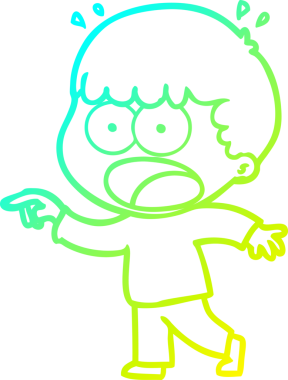 Bir çizgi filmin soğuk gradyan çizimi bir insan tarafından çizilmiş şok edici bir adam.