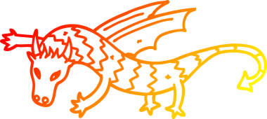 Bir insan tarafından çizilen uçan ejderhanın sıcak çizgi çizimi