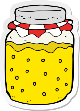 Bir insan tarafından çizilmiş bal kavanozunun çıkartması.