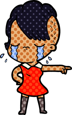 Bir insan tarafından çizilmiş ağlayan kız çizgi filmi.