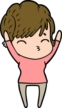 Bir insan tarafından çizilmiş bir çizgi film kadını.