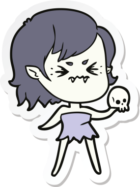 Bir insan tarafından çizilmiş kızgın bir vampir kızın çıkartması.