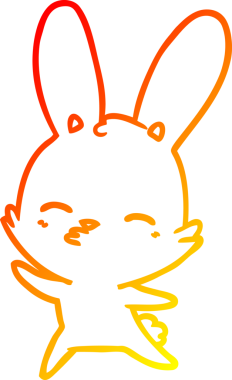 Bir insan tarafından çizilmiş, dalgalı bir tavşan çizgi filminin sıcak gradyan çizimi