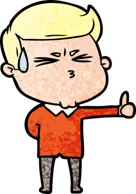 Bir insan tarafından çizilmiş terleyen çizgi film adamı.