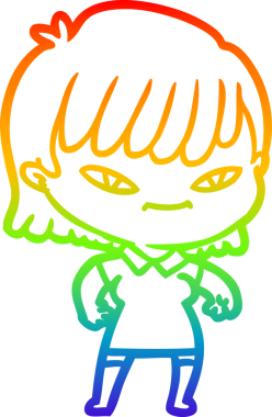 gökkuşağı gradyan çizimi bir insan tarafından çizilmiş bir karikatür kadın