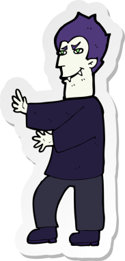 Bir insan tarafından çizilmiş bir vampirin çıkartması.