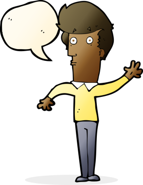 Bir insan tarafından çizilmiş konuşma baloncuğuyla sallanan sinirli bir adam.