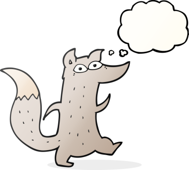 Bir insan tarafından çizilmiş serbest çizim balon karikatür şirin kurt