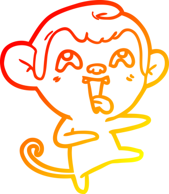 İnsan tarafından çizilmiş çılgın bir çizgi maymunun sıcak çizgi çizimi