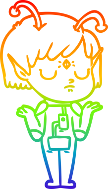 Gökkuşağı gradyan çizgisi bir insan tarafından çizilmiş uzaylı bir kızın çizimi