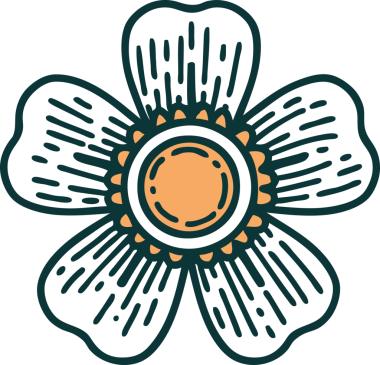 Bir insan tarafından çizilmiş bir çiçeğin ikonik dövme şekli