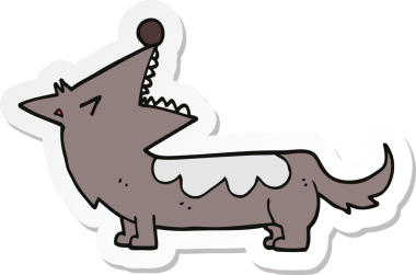 Bir insan tarafından çizilmiş bir köpeğin çıkartması.