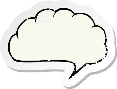 Bir insan tarafından çizilmiş bir balon karikatür konuşma balonunun gerilimli yapıştırması.