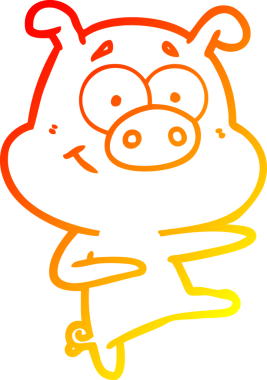 Bir insan tarafından çizilmiş bir domuzun sıcak çizgi çizimi