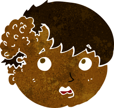 Bir insan tarafından çizilmiş kafasında çirkin bir büyüme olan çizgi film çocuğu.