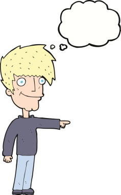 çizgi film mutlu adam bir insan tarafından çizilen düşünce baloncuğu ile işaret