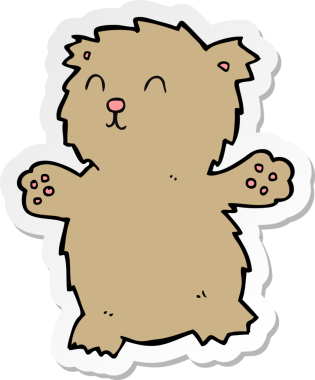 Bir insan tarafından çizilmiş oyuncak ayının çıkartması.